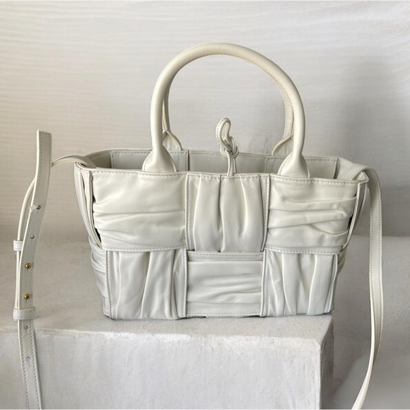 Bottega Veneta White Intrecciato Mini Satchel with Top Handles - Picture 3 of 10